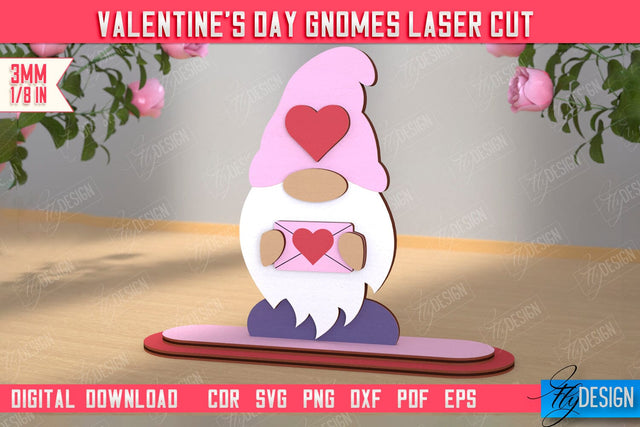 Valentine's Day Gnome | Table Statuette | Valentine's Figurine | Holiday | CNC File SVG Fly Design 