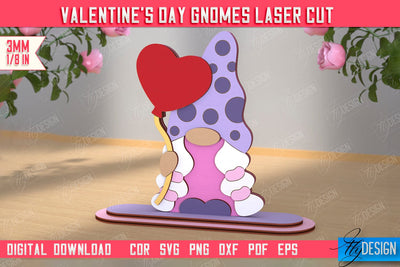 Valentine's Day Gnome | Table Statuette | Valentine's Figurine | Holiday | CNC File SVG Fly Design 