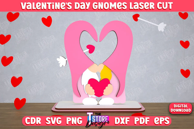 Valentine's Day Gnome | Table Statuette | Valentine's Figurine | Holiday | CNC File SVG The T Store Design 