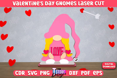 Valentine's Day Gnome | Table Statuette | Valentine's Figurine | Holiday | CNC File SVG The T Store Design 