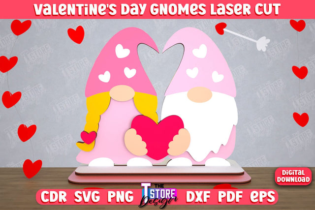 Valentine's Day Gnome | Table Statuette | Valentine's Figurine | Holiday | CNC File SVG The T Store Design 
