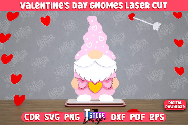 Valentine's Day Gnome | Table Statuette | Valentine's Figurine | Holiday | CNC File SVG The T Store Design 