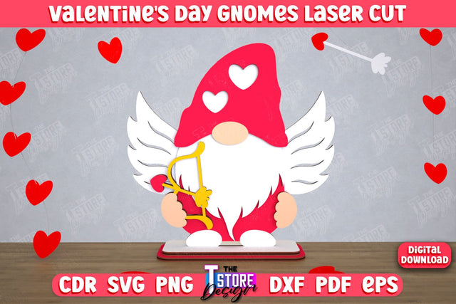 Valentine's Day Gnome | Table Statuette | Valentine's Figurine | Holiday | CNC File SVG The T Store Design 