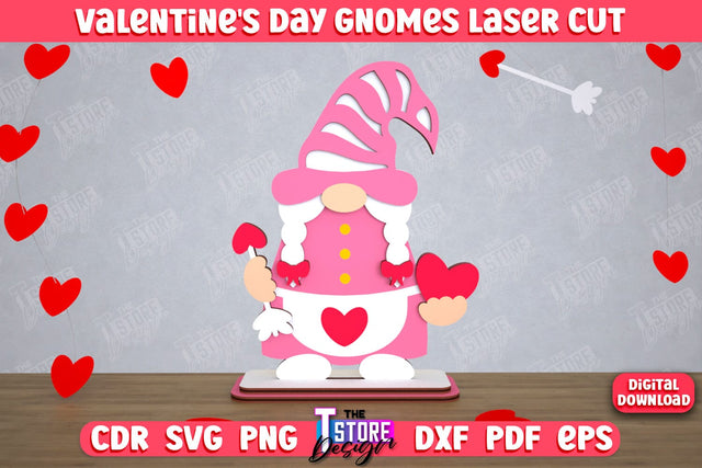 Valentine's Day Gnome | Table Statuette | Valentine's Figurine | Holiday | CNC File SVG The T Store Design 