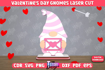 Valentine's Day Gnome | Table Statuette | Valentine's Figurine | Holiday | CNC File SVG The T Store Design 