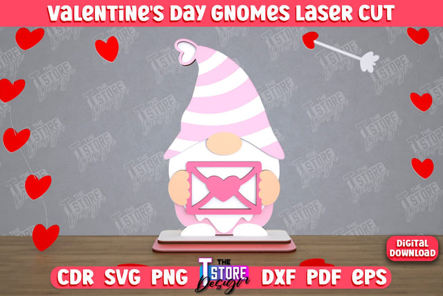 Valentine's Day Gnome | Table Statuette | Valentine's Figurine | Holiday | CNC File SVG The T Store Design 