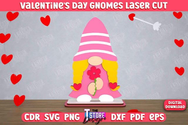 Valentine's Day Gnome | Table Statuette | Valentine's Figurine | Holiday | CNC File SVG The T Store Design 