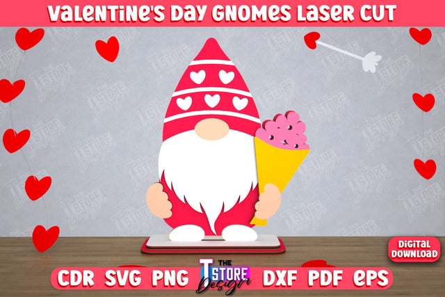 Valentine's Day Gnome | Table Statuette | Valentine's Figurine | Holiday | CNC File SVG The T Store Design 