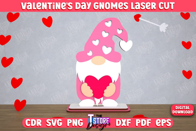 Valentine's Day Gnome | Table Statuette | Valentine's Figurine | Holiday | CNC File SVG The T Store Design 