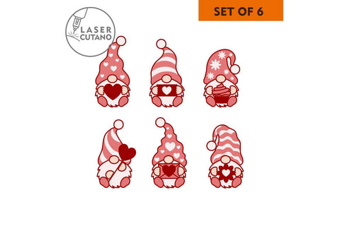 Valentine's Day Gnomes Bundle Multilayer Templates SVG LaserCutano 