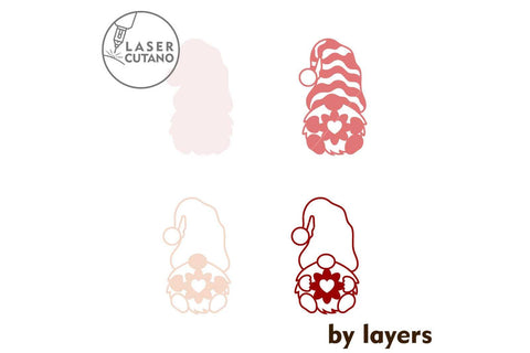 Valentine's Day Gnomes Bundle Multilayer Templates SVG LaserCutano 