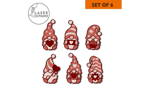 Valentine's Day Gnomes Bundle Multilayer Templates SVG LaserCutano 