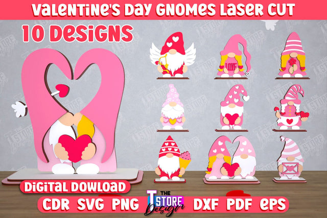 Valentine's Day Gnomes Bundle | Table Statuette | Valentine's Figurine | Holiday | CNC Files SVG The T Store Design 