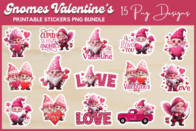 Valentine's Day Gnomes Sticker Bundle Sublimation Regulrcrative 