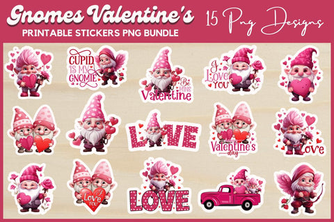 Valentine's Day Gnomes Sticker Bundle Sublimation Regulrcrative 