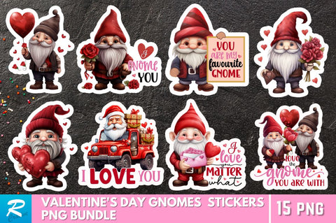 Valentine's Day Gnomes Sticker Bundle Sublimation Regulrcrative 
