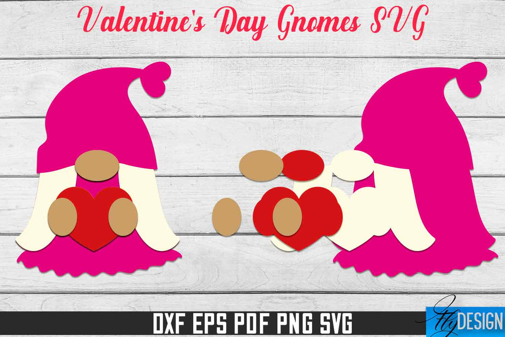 Valentine's Day Gnomes SVG | Paper Cut Design | SVG File - So Fontsy