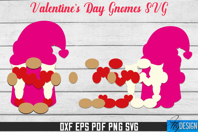 Valentine's Day Gnomes SVG | Paper Cut Design | SVG File SVG Fly Design 
