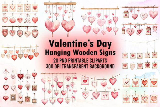 Valentine’s Day Hanging Wooden Signs Sublimation designartist 