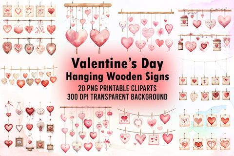 Valentine’s Day Hanging Wooden Signs Sublimation designartist 