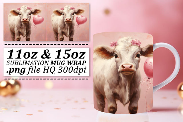 Valentines Day Heart Balloon Mug Wrap - Animals Sublimation 11oz 15oz Sublimation afrosvg 