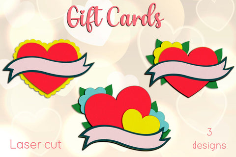 Valentines day heart cards, Love gift card, Layered papercraft SVG AnastasiyaArtDesign 