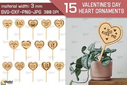 Valentine's Day Heart Ornament SVG Bundle. Garden Stake Laser Cut SVG Evgenyia Guschina 