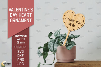 Valentine's Day Heart Ornament SVG. Garden Stake Laser Cut SVG Evgenyia Guschina 