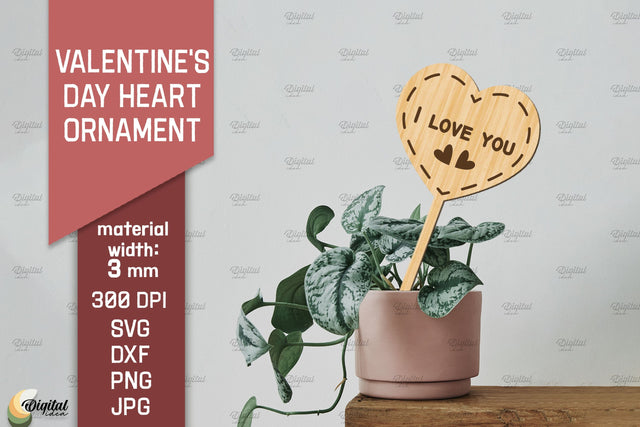 Valentine's Day Heart Ornament SVG. Garden Stake Laser Cut SVG Evgenyia Guschina 