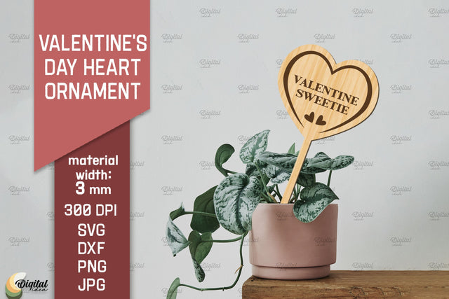Valentine's Day Heart Ornament SVG. Garden Stake Laser Cut SVG Evgenyia Guschina 