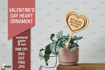 Valentine's Day Heart Ornament SVG. Garden Stake Laser Cut SVG Evgenyia Guschina 