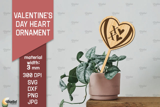 Valentine's Day Heart Ornament SVG. Garden Stake Laser Cut SVG Evgenyia Guschina 