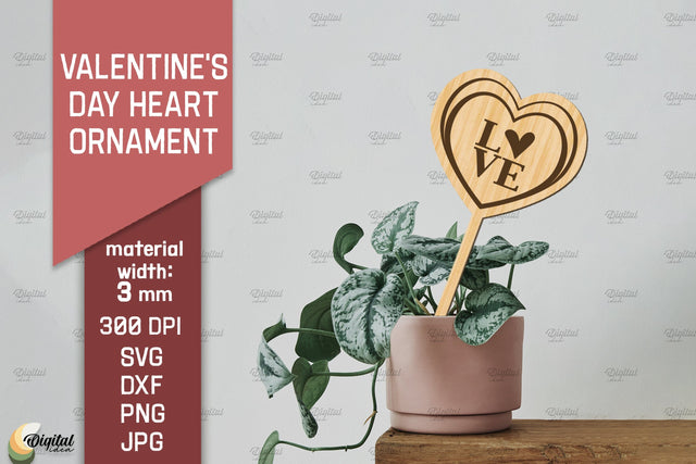 Valentine's Day Heart Ornament SVG. Garden Stake Laser Cut SVG Evgenyia Guschina 