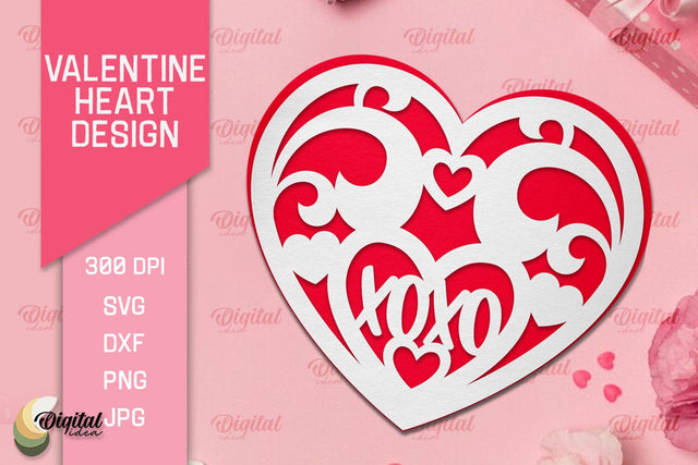 Valentine's Day Heart Paper Cut. Valentine Heart Laser Cut 3D Paper Evgenyia Guschina 