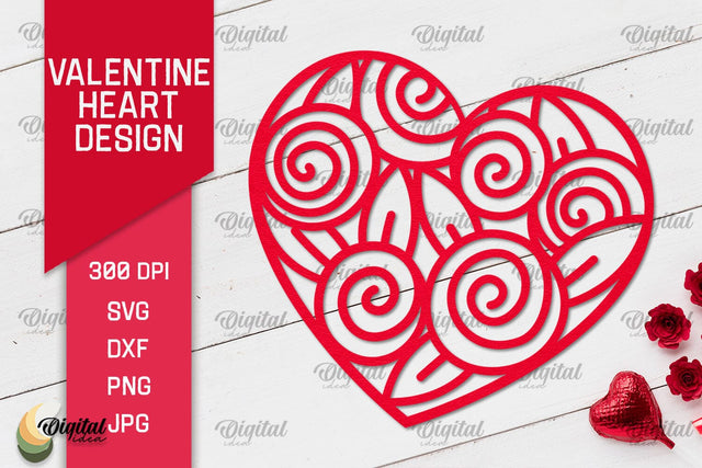 Valentine's Day Heart Paper Cut. Valentine Heart Laser Cut 3D Paper Evgenyia Guschina 