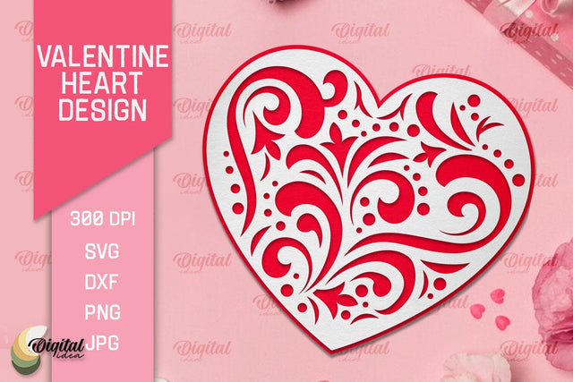 Valentine's Day Heart Paper Cut. Valentine Heart Laser Cut 3D Paper Evgenyia Guschina 