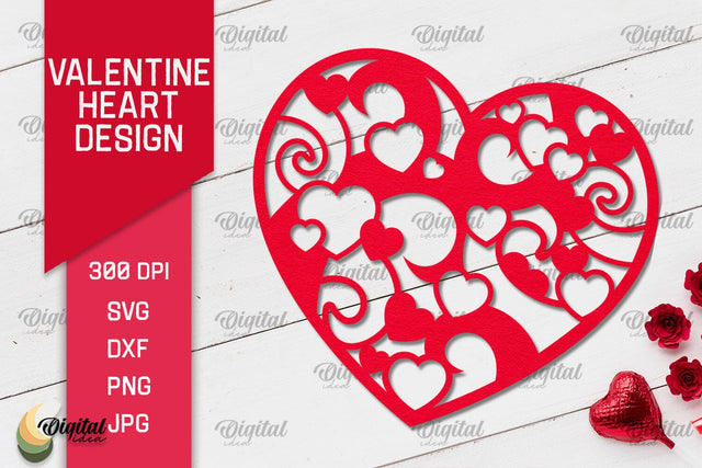 Valentine's Day Heart Paper Cut. Valentine Heart Laser Cut 3D Paper Evgenyia Guschina 
