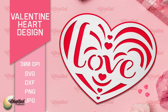 Valentine's Day Heart Paper Cut. Valentine Heart Laser Cut 3D Paper Evgenyia Guschina 