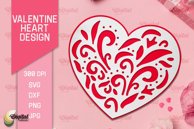 Valentine's Day Heart Paper Cut. Valentine Heart Laser Cut 3D Paper Evgenyia Guschina 