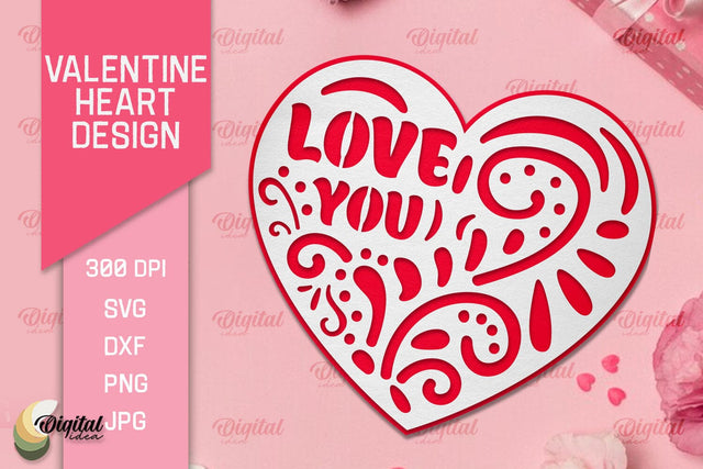 Valentine's Day Heart Paper Cut. Valentine Heart Laser Cut 3D Paper Evgenyia Guschina 