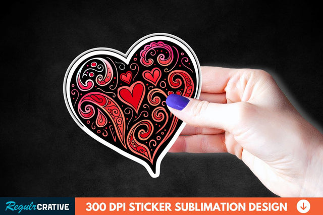 Valentines Day Heart Sticker Clipart Sublimation Regulrcrative 