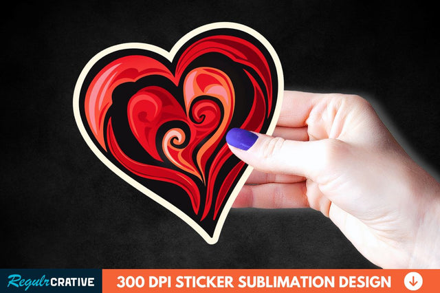 Valentines Day Heart Sticker Clipart Sublimation Regulrcrative 