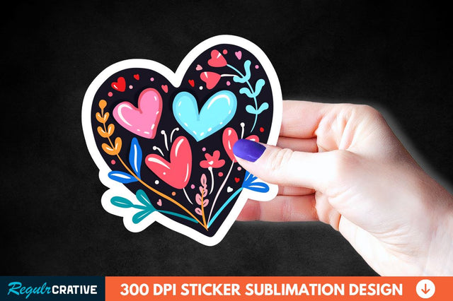 Valentines Day Heart Sticker Clipart Sublimation Regulrcrative 