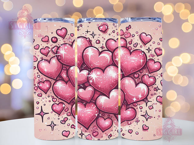 Valentine's Day Hearts 20 oz Sublimation Tumbler Wrap, PNG Digital File, Valentine Tumbler Wrap, Leopard Print Design Sublimation SvggirlplusArt 