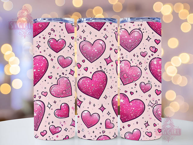 Valentine's Day Hearts 20 oz Sublimation Tumbler Wrap, PNG Digital File, Valentine Tumbler Wrap, Leopard Print Design Sublimation SvggirlplusArt 