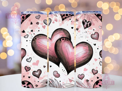 Valentine's Day Hearts 20 oz Sublimation Tumbler Wrap, PNG Digital File, Valentine Tumbler Wrap, Leopard Print Design Sublimation SvggirlplusArt 