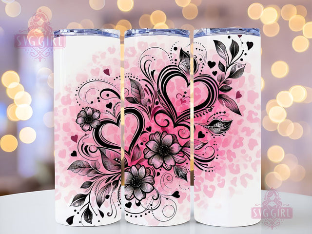Valentine's Day Hearts 20 oz Sublimation Tumbler Wrap, PNG Digital File, Valentine Tumbler Wrap, Leopard Print Design Sublimation SvggirlplusArt 
