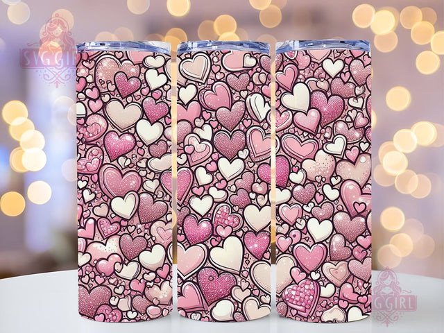 Valentine's Day Hearts 20 oz Sublimation Tumbler Wrap, PNG Digital File, Valentine Tumbler Wrap, Leopard Print Design Sublimation SvggirlplusArt 