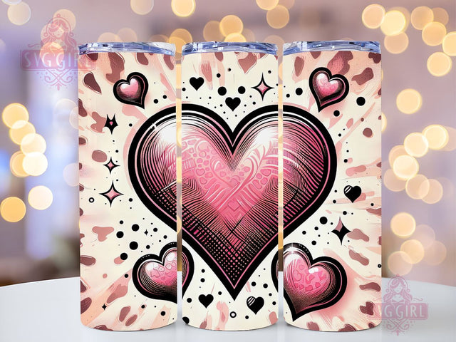 Valentine's Day Hearts 20 oz Sublimation Tumbler Wrap, PNG Digital File, Valentine Tumbler Wrap, Leopard Print Design Sublimation SvggirlplusArt 