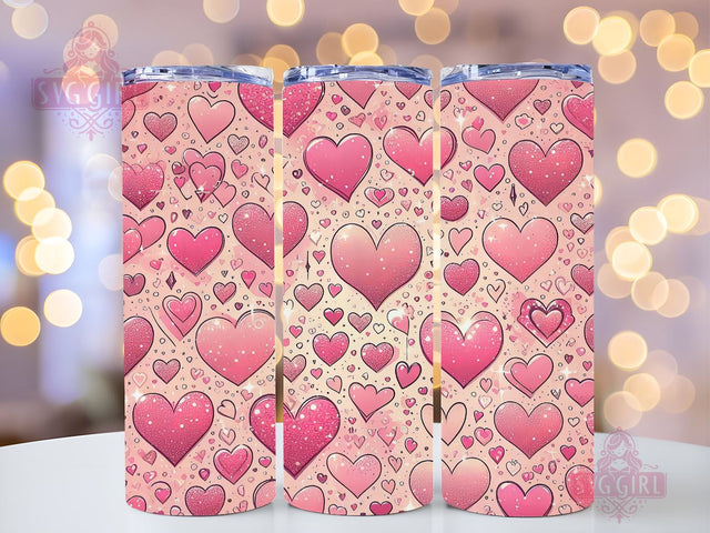 Valentine's Day Hearts 20 oz Sublimation Tumbler Wrap, PNG Digital File, Valentine Tumbler Wrap, Leopard Print Design Sublimation SvggirlplusArt 
